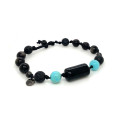 OBSIDIAN BRACELET WITH TURQUOISE, VOLCANIC STONE AND ONYX