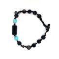 OBSIDIAN BRACELET WITH TURQUOISE, VOLCANIC STONE AND ONYX