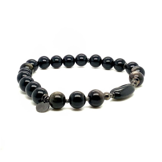 BLACK TOURMALINE BRACELET WITH OBSIDIAN AND ONYX