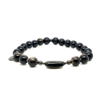 BLACK TOURMALINE BRACELET WITH OBSIDIAN AND ONYX