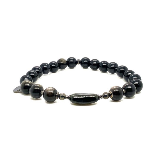 BLACK TOURMALINE BRACELET WITH OBSIDIAN AND ONYX