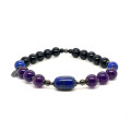 CYLINDRICAL LAPIS BRACELET WITH AMETHYST AND ONYX