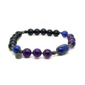CYLINDRICAL LAPIS BRACELET WITH AMETHYST AND ONYX