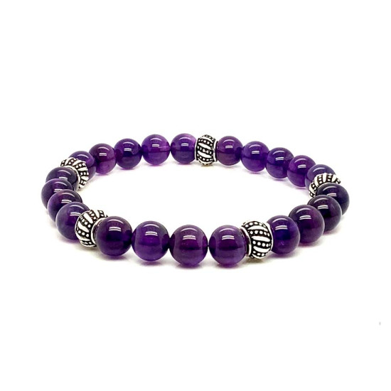 AMETHYST BRACELET WITH ORNATE HINGED LINKS
