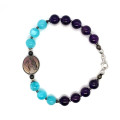 BLACK HORSE BRACELET WITH AMAZONITE AND AMETHYST
