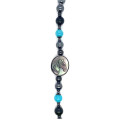 BLACK HORSE BRACELET WITH BLUE JADE AND BLACK TOURMALINE