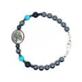 BLACK HORSE BRACELET WITH BLUE JADE AND BLACK TOURMALINE