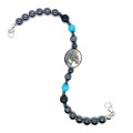BLACK HORSE BRACELET WITH BLUE JADE AND BLACK TOURMALINE