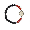 horse shell bracelet with onyx and red agate