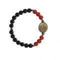 horse shell bracelet with onyx and red agate