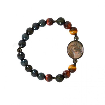 Horse seashell bracelet with multi color of tiger eye stone