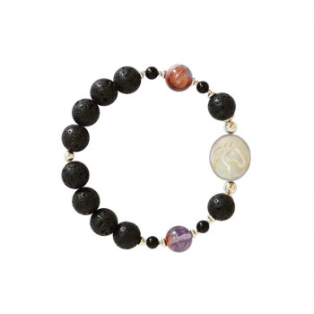 Horse bracelet with volcanic stone, Amastrin and black Onyx