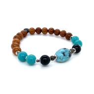 Opal men's bracelet with onyx, turquoise and coke