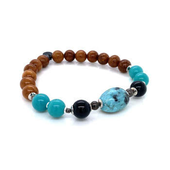 Opal men's bracelet with onyx, turquoise and coke