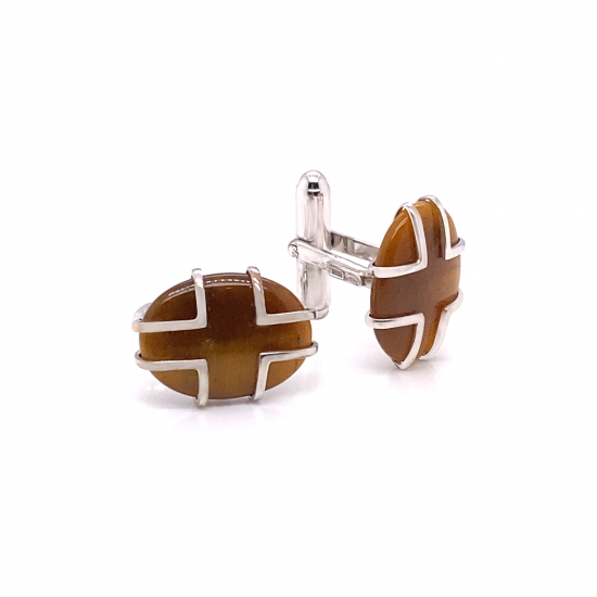 oval tiger eye cufflinks