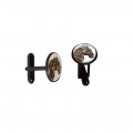 SILVER Cufflinks with a horse shell in two colors with a black frame
