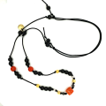 Coral necklace with black coke wood .