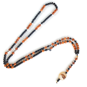 TREE AGATE MEN NECKLACE WITH COKE WOOD AND BLACK COKE