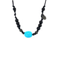 TURQUOISE NECKLACE WITH BLACK COKE WOOD 