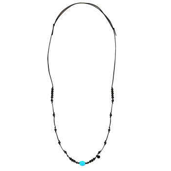 TURQUOISE NECKLACE WITH BLACK COKE WOOD 