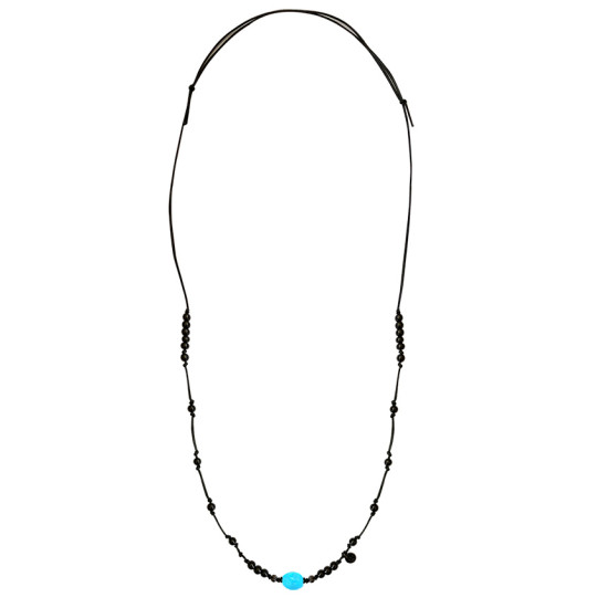 TURQUOISE NECKLACE WITH BLACK COKE WOOD 