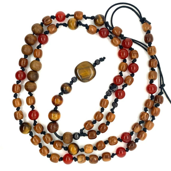 Tiger-eye necklace with yusr , red Agate and oud wood Tiger-eye necklace with yusr , red Agate and oud wood