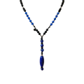 STRING CHAIN WITH LAPIS , KYANITE , BLUE AGATE , BLACE AGATE AND COKE WOOD 