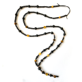 TIGER-EYE NECKLACE WITH ONYX AND VOLANIC STONE 