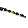 TIGER-EYE NECKLACE WITH ONYX AND VOLANIC STONE 