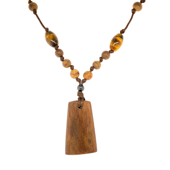 OUD WOOD MEN NECKLACE WITH TIGER EYE