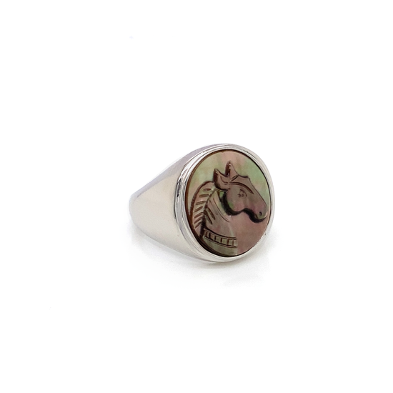black silver sea-shell horse ring crated in deferent colors black silver sea-shell horse ring crated in deferent colors