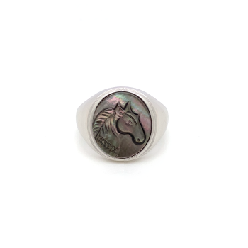 black silver sea-shell horse ring crated in deferent colors