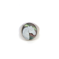 White silver sea-shell horse ring on black seashell crated in deferent colors White silver sea-shell horse ring on black seashell crated in deferent colors