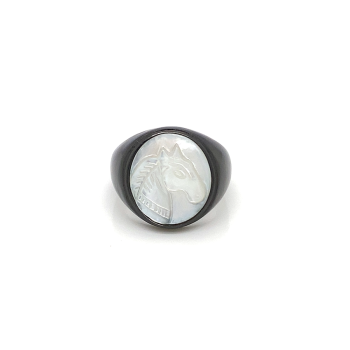 white sea-shell silver horse ring crated in deferent colors 