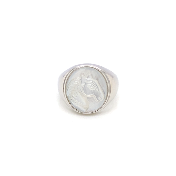 white sea-shell silver horse ring crated in deferent colors 