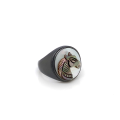 Black silver sea-shell horse ring on white seashell crated in deferent colors Black silver sea-shell horse ring on white seashell crated in deferent colors