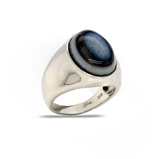 SILVER RING WITH SOLIMANI AGATE