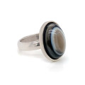 SLIM SILVER RING WITH SOLIMANI AGATE