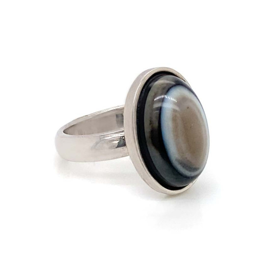 SLIM SILVER RING WITH SOLIMANI AGATE