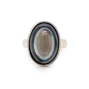 SLIM SILVER RING WITH SOLIMANI AGATE