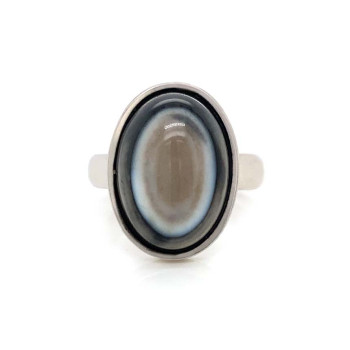 SLIM SILVER RING WITH SOLIMANI AGATE