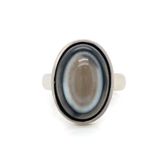 SLIM SILVER RING WITH SOLIMANI AGATE