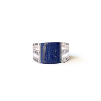 SILVER RING WITH LAPIS STONE AND ZIRCON