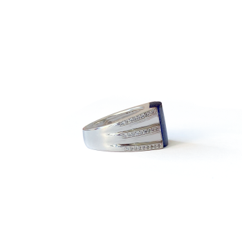 SILVER RING WITH LAPIS STONE AND ZIRCON