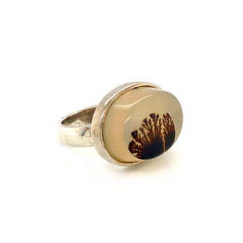 SILVER RING WITH TREE AGATE