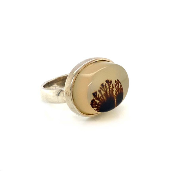 SILVER RING WITH TREE AGATE