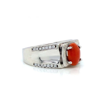 SILVER RING WITH CORAL