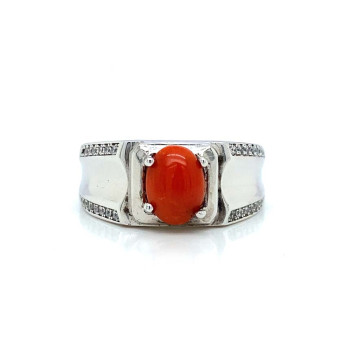 SILVER RING WITH CORAL