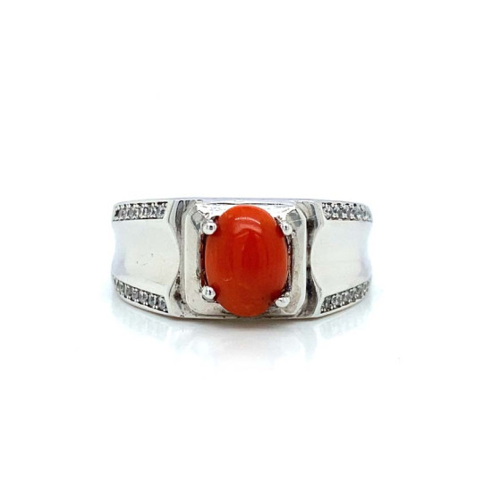 SILVER RING WITH CORAL SILVER RING WITH CORAL