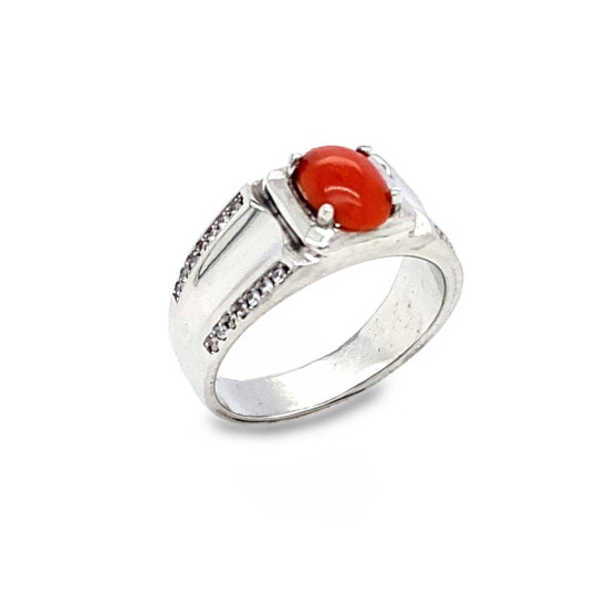 SILVER RING WITH CORAL SILVER RING WITH CORAL